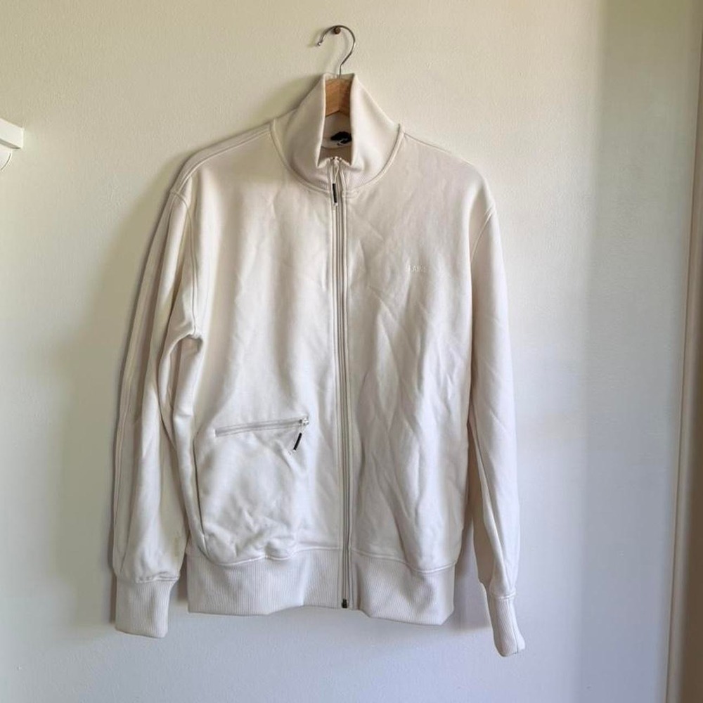 Rains white zip up jacket in ivory